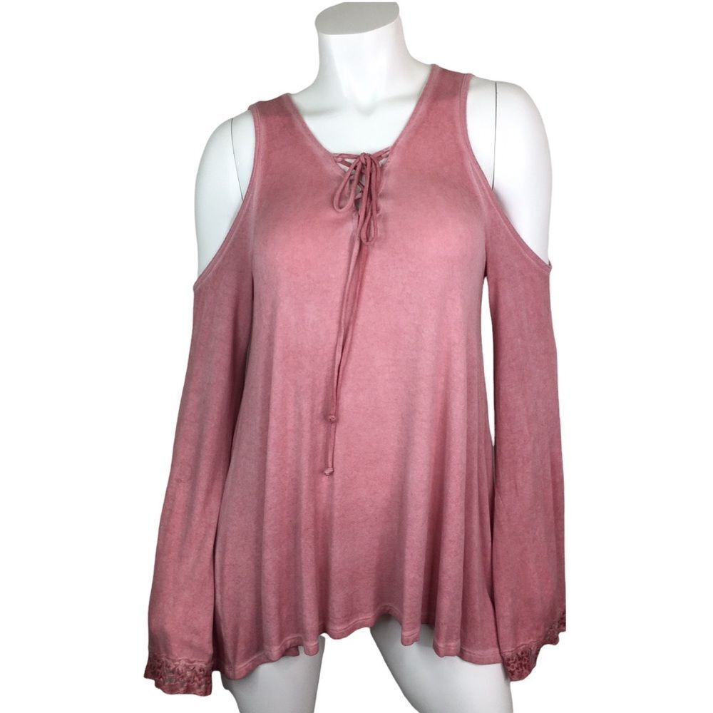143 Story Blush Pink Boho Blouse Small Cottagecore Romantic Peasant Top Floral
